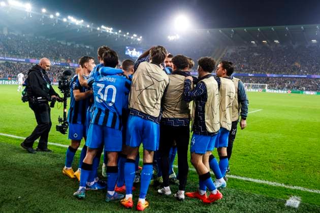 Club Brugge v Aston Villa - UEFA Champions League BRUGGE, BELGIUM - NOVEMBER 06 : Vanaken Hans midfielder of Club Brugge celebrates after scoring a penalty during the UEFA Champions League phase matchday 4 between Club Brugge and Aston Villa on November 6, 2024 in Brugge, Belgium, 06 11 2024 Brugge Belgium  Copyright: xJanxDexMeuleneirx