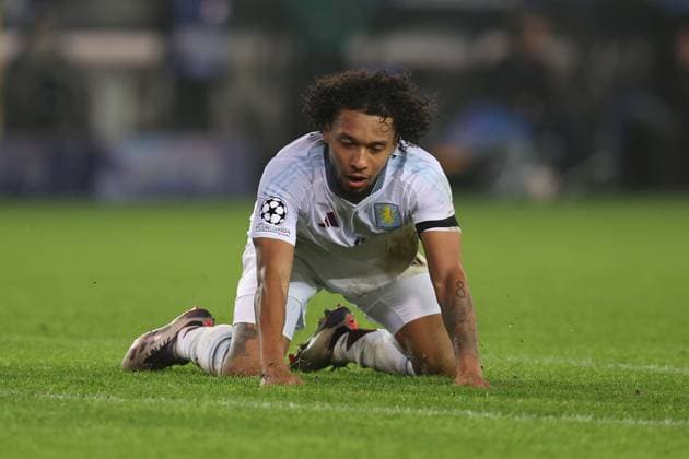 Brugge, Belgium, 6th November 2024. Boubacar Kamara of Aston Villa reacts after he has a shot on goal but fails to score during the UEFA Champions League match at Jan Breydel Stadium, Brugge. Picture credit should read: Paul Terry Sportimage EDITORIAL USE ONLY. No use with unauthorised audio, video, data, fixture lists, club league logos or live services. Online in-match use limited to 120 images, no video emulation. No use in betting, games or single club league player publications. SPI-3438-0031