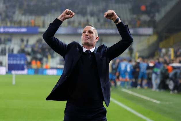 Club Brugge v Aston Villa - UEFA Champions League BRUGGE, BELGIUM - NOVEMBER 06 : Hayen Nicky head coach of Club Brugge celebrates the win during the UEFA Champions League phase matchday 4 between Club Brugge and Aston Villa on November 6, 2024 in Brugge, Belgium, 06 11 2024 Brugge Belgium  Copyright: xJanxDexMeuleneirx
