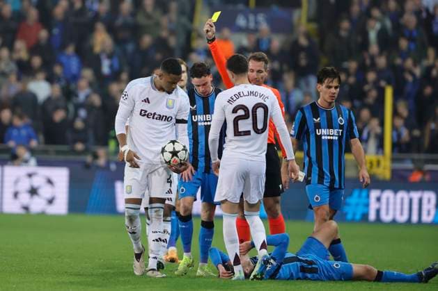 Club Brugge v Aston Villa - UEFA Champions League BRUGGE, BELGIUM - NOVEMBER 06 : Player of Club Brugge injured during the UEFA Champions League phase matchday 4 between Club Brugge and Aston Villa on November 6, 2024 in Brugge, Belgium, 06 11 2024 Brugge Belgium  Copyright: xJanxDexMeuleneirx