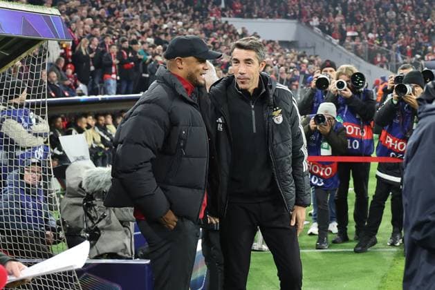 Head Coach Vincent Kompany FC Bayern Muenchen , Head Coach Bruno Lage Benfica Lisbon , FC Bayern Muenchen vs Benfica Lisbon, Champions League, Soccer, Matchday 4, 06 11 2024 Muenchen Bayern Germany Copyright: xkolbert-press ChristianxKolbertx
