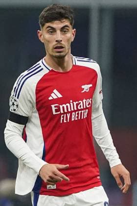 Kai Havertz of Arsenal Inter Milan v Arsenal, UEFA Champions League, Group Stage, Football, San Siro Stadium, Milan, Italy - 06 Nov 2024 EDITORIAL USE ONLY No use with unauthorised audio, video, data, fixture lists, club league logos or live services. Online in-match use limited to 120 images, no video emulation. No use in betting, games or single club league player publications. Copyright: xRemotePhotoPress Shutterstockx 14873845ab