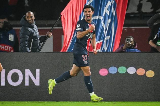 November 6, 2024, Paris, France, France: Warren ZAIRE-EMERY of PSG celebrates his goal during the UEFA Champions League, League Phase MD4 match between Paris Saint-Germain and Atletico de Madrid at Parc des Princes Stadium on November 06, 2024 in Paris, France. Paris France - ZUMAm308 20241106_zsp_m308_003 Copyright: xMatthieuxMirvillex