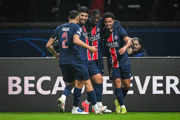 November 6, 2024, Paris, France, France: Warren ZAIRE-EMERY of PSG celebrate his goal with Ousmane DEMBELE of PSG, Marco ASENSIO of PSG and Achraf HAKIMI of PSG during the UEFA Champions League, League Phase MD4 match between Paris Saint-Germain and Atletico de Madrid at Parc des Princes Stadium on November 06, 2024 in Paris, France. Paris France - ZUMAm308 20241106_zsp_m308_004 Copyright: xMatthieuxMirvillex