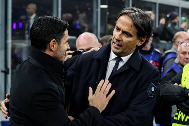 The head coach Simone Inzaghi(FC Internazionale) The head coach Mikel Arteta(Arsenal FC) , UEFA Champions League - FC Internazionale vs Arsenal FC , Matchday 4 2024-25 game San Siro Stadium Milano , Italy, 06.11.2024.Photo by Marius Bunduc LiveMedia  Copyright: xMariusxFlorinxBunduc IPAxSportx x xx IPA_51326551 IPA_Agency_IPA51326551