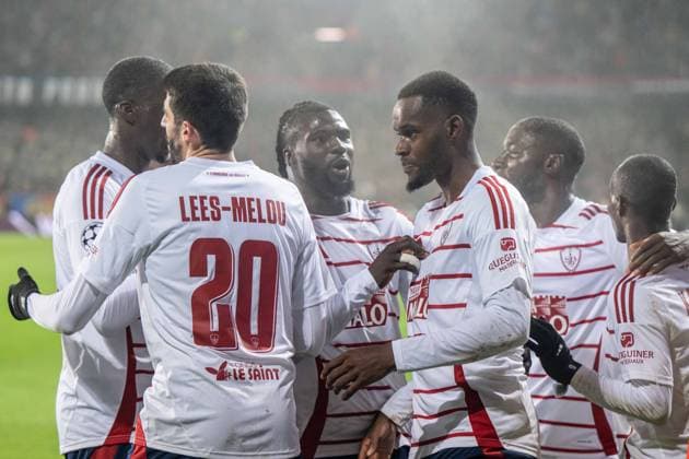 Edimilson Fernandes a goal celebrate with his teammates during UEFA Champions league match, AC Sparta Prague - Stade Brest , 06. november 2024, Epet Arena, Prague, Czech republic Copyright: xMICHALxFAJT,ZOSPORTU.SKx FAJ_4799