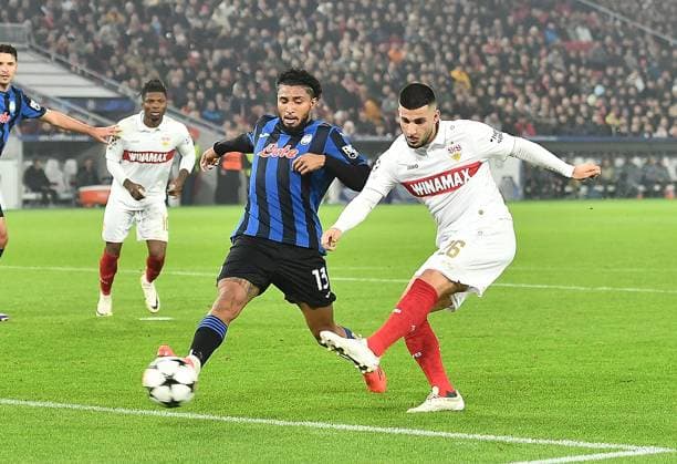 06 11 2024, xhbx, Football UEFA Champions League, VfB Stuttgart Atalanta Bergamo emspor, v l Ederson Atalanta Bergamo , Deniz Undav VfB Stuttgart DFL DFB REGULATIONS PROHIBIT ANY USE OF PHOTOGRAPHS as IMAGE SEQUENCES and or QUASI VIDEO Stuttgart
