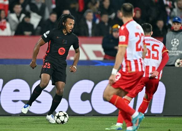 CRVENA ZVEZDA vs BARCELONA JULES KOUNDE, football player of Barcelona at the Champions League match against Crvena zvezda, at Stadium Rajko Mitic. Belgrade, 06.11.2024. photo: MN Press photo FOOTBALL, UEFA, CHAMPIONS LEAGUE, BARCELONA, RED STAR, CRVENA ZVEZDA Belgrade Stadium Rajko Mitic Serbia Copyright: xMarkoxMetlasx xMNxPressx