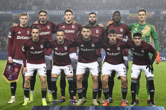 Soccer players of AC Sparta Prague pose for team photo prior to start of the Football Champions League 4th round match Sparta Prague vs Stade Brestois in Prague, Czech Republic, November 6, 2024. (CTKxPhoto MichalxKamaryt) CTKPhotoP2024110611997  CTKPhotoP2024110611997