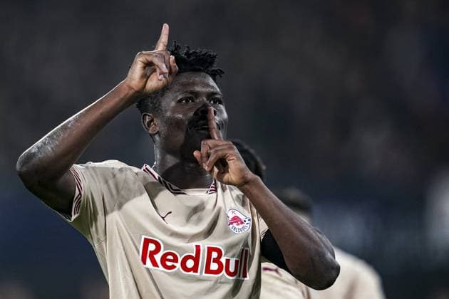 ROTTERDAM, 6-11-2024, Stadium Feijenoord de Kuip, Champions League, 2024 2025, Feyenoord - Red Bull Salzburg, RB salzburg player Karim Konate scores the 0-1 Feyenoord - RB Salzburg  x26683136x Copyright: