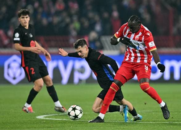 CRVENA ZVEZDA vs BARCELONA CHERIF NDIAYE, football player of Crvena zvezda, at the Champions League match against Barcelona, at Stadium Rajko Mitic. Belgrade, 06.11.2024. photo: MN Press photo FOOTBALL, UEFA, CHAMPIONS LEAGUE, BARCELONA, RED STAR, CRVENA ZVEZDA Belgrade Stadium Rajko Mitic Serbia Copyright: xMarkoxMetlasx xMNxPressx