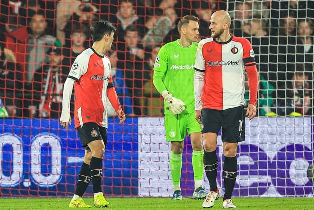 ROTTERDAM, 6-11-2024, Stadium de Kuip, Champions League, 2024 2025, Feyenoord - Red Bull Salzburg, RB salzburg player Karim KonatÃ scores 0-1, Feyenoord player Gernot Trauner, Feyenoord player In-beom Hwang, Feyenoord player Timon Wellenreuther Feyenoord - RB Salzburg  x26683434x Copyright:
