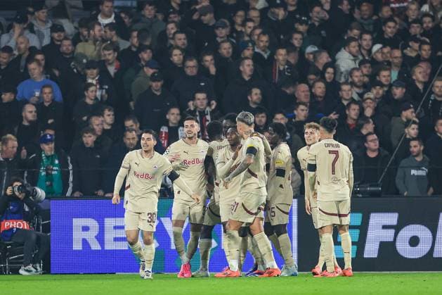 ROTTERDAM, 6-11-2024, Stadium de Kuip, Champions League, 2024 2025, Feyenoord - Red Bull Salzburg, RB salzburg player Karim KonatÃ scores 0-1 Feyenoord - RB Salzburg  x26683467x Copyright: