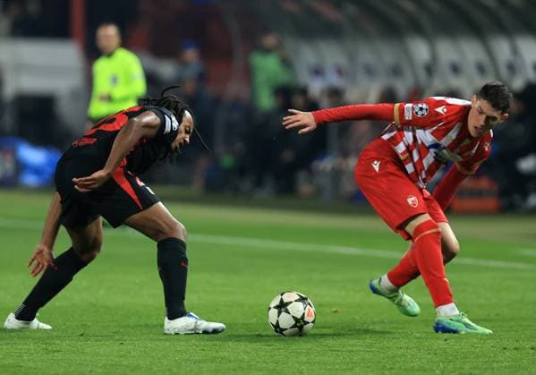 CRVENA ZVEZDA vs BARCELONA ANDRIJA MAKSIMOVIC Red Star football player at the UEFA Champions League match against Barcelona at the Rajko Mitic stadium, Belgrade 06.11.2024. MN PRESS mi photo FOOTBALL, FOOTBALL, UEFA CHAMPIONS LEAGUE, LIGA CHAMPIONA, RED STAR, RED STAR, BARCELONA Belgrade Stadion Rajko Mitic Serbia Copyright: xMNxPressx