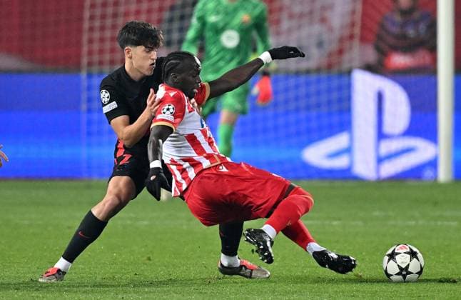 CRVENA ZVEZDA vs BARCELONA PAU CUBARSI, football player of Barcelona at the Champions League match against Crvena zvezda, at Stadium Rajko Mitic. Belgrade, 06.11.2024. photo: MN Press photo FOOTBALL, UEFA, CHAMPIONS LEAGUE, BARCELONA, RED STAR, CRVENA ZVEZDA Belgrade Stadium Rajko Mitic Serbia Copyright: xMarkoxMetlasx xMNxPressx