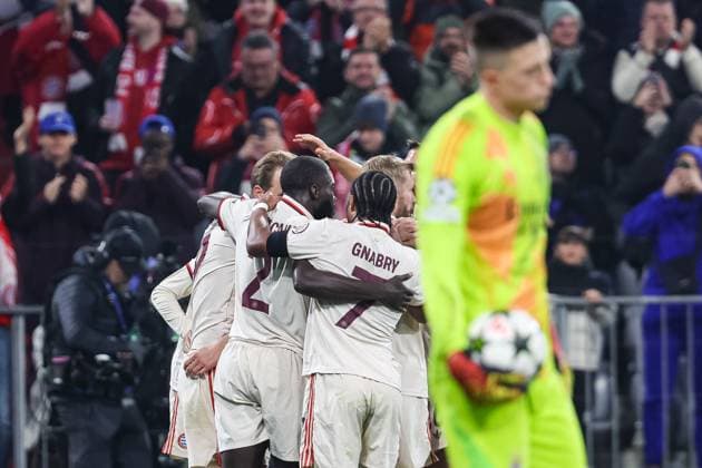Goal for FC Bayern 1 0 by Jamal Musiala FC Bayern Muenchen, 42 Dayot Upamecano FC Bayern Muenchen, 02 , Serge Gnabry FC Bayern Muenchen, 07 , Konrad Laimer FC Bayern Muenchen, 27 GER, FC Bayern Muenchen vs SL Benfica Lisbon, Football, Champions League, Matchday 4, Season 2024 2025, 06 11 2024 DFB DFL REGULATIONS PROHIBIT ANY USE OF PHOTOGRAPHS AS IMAGE SEQUENCES AND OR QUASI VIDEO GER, FC Bayern Muenchen vs SL Benfica Lisbon, Football, Champions League, Matchday 4, Season 2024 2025, 06 11 2024 Muenchen Copyright: xEibner-Pressefoto RogerxBuerkex EP_RBE