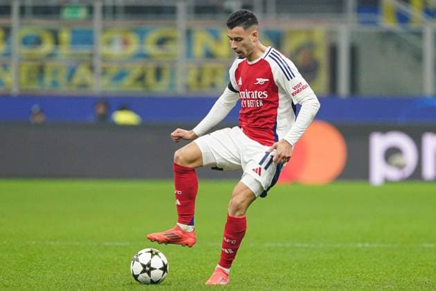 Gabriel Martinelli of Arsenal in action Inter Milan v Arsenal, UEFA Champions League, Group Stage, Football, San Siro Stadium, Milan, Italy - 06 Nov 2024 EDITORIAL USE ONLY No use with unauthorised audio, video, data, fixture lists, club league logos or live services. Online in-match use limited to 120 images, no video emulation. No use in betting, games or single club league player publications.  Copyright: xRemotePhotoPress Shutterstockx 14873845cn