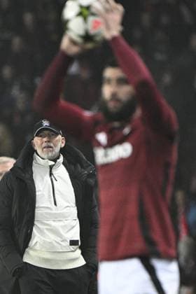 Eric Roy, head coach of Brest (left) in action during the Football Champions League 4th round match Sparta Prague vs Stade Brestois in Prague, Czech Republic, November 6, 2024. (CTKxPhoto MichalxKamaryt) CTKPhotoP2024110612959  CTKPhotoP2024110612959