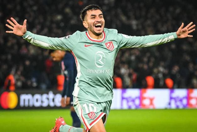 November 6, 2024, Paris, France, France: Angel CORREA of Atletico Madrid celebrates his goal during the UEFA Champions League, League Phase MD4 match between Paris Saint-Germain and Atletico de Madrid at Parc des Princes Stadium on November 06, 2024 in Paris, France. Paris France - ZUMAm308 20241106_zsp_m308_011 Copyright: xMatthieuxMirvillex