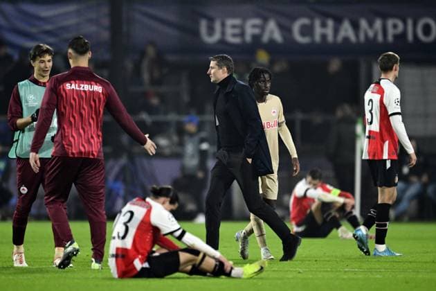 ROTTERDAM - Feyenoord coach Brian Priske disappointment after the UEFA Champions League match between Feyenoord Rotterdam and FC RB Salzburg at Feyenoord Stadium de Kuip on Nov. 6, 2024 in Rotterdam, Netherlands. ANP OLAF KRAAK UEFA Champions League 2024 25 League Phase MD4 2024 25 xVIxANPxSportx xxANPxIVx 512855994 originalFilename: 512855994.jpg