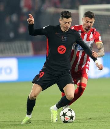Fußball, CL, Roter Stern Belgrad - FC Barcelona CRVENA ZVEZDA vs BARCELONA ROBERT LEWANDOWSKI Barcelona football player at the UEFA Champions League match against Red Star at the Rajko Mitic stadium, Belgrade 06.11.2024.MN PRESS mr Photo FOOTBALL, FOOTBALL, UEFA CHAMPIONS LEAGUE, LIGA CHAMPIONA, RED STAR, BARCELONA Belgrade Stadion Rajko Mitic Serbia Copyright: xMNxPressx