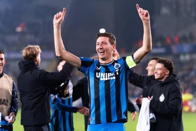Fußball, CL, FC Brügge - Aston Villa 2024-11-06 Club Brugge KV v Aston Villa FC - UEFA Champions League 2024 25 League Phase MD4 BRUGES, BELGIUM - NOVEMBER 6: Hans Vanaken of Club Brugge KV celebrating his sides victory during the UEFA Champions League 2024 25 League Phase MD4 match between Club Brugge KV and Aston Villa FC at Jan Breydelstadion on November 6, 2024 in Bruges, Belgium. (Photo by Joris Verwijst BSR Agency) Bruges Belgium Content not available for redistribution in The Netherlands directly or indirectly through any third parties. Copyright: xBSRxAgencyx