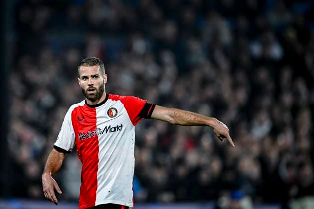 Feyenoord Rotterdam defender Bart Nieuwkoop, during the match Feyenoord Salzburg at the Feyenoord stadium De Kuip for the UEFA Champions League phase Matchday 4 season 2024 2025 in ROTTERDAM, Netherlands on 6 november 2024, photo by Stefan Koops EYE4images DeFodi Images not used in POL SRB CRO FRA GBR NED ITA USA Defodi 746 198557 Defodi-746 not used in POL SRB CRO FRA GBR NED ITA USA