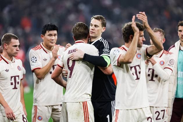 Final score 1 0 for Bayern Muenchen Bayern beat Benfica Lisbon at home Manuel Neuer FC Bayern Muenchen, 01 and Harry Kane FC Bayern Muenchen, 09 , Thomas Mueller FC Bayern Muenchen, 25 GER, FC Bayern Muenchen vs SL Benfica Lisbon, Football, Champions League, Matchday 4, Season 2024 2025, 06 11 2024 DFB DFL REGULATIONS PROHIBIT ANY USE OF PHOTOGRAPHS AS IMAGE SEQUENCES AND OR QUASI VIDEO GER, FC Bayern Muenchen vs SL Benfica Lisbon, Football, Champions League, Matchday 4, Season 2024 2025, 06 11 2024 Muenchen Copyright: xEibner-Pressefoto RogerxBuerkex EP_RBE