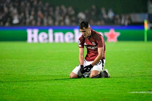 Disappointed Qazim Laci of Sparta after the Football Champions League 4th round match Sparta Prague vs Stade Brestois in Prague, Czech Republic, November 6, 2024. (CTKxPhoto VitxSimanek) CTKPhotoP2024110613341  CTKPhotoP2024110613341