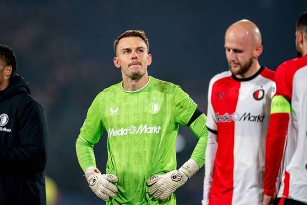 ROTTERDAM, 6-11-2024, Stadium Feijenoord de Kuip, Champions League, 2024 2025, Feyenoord - Red Bull Salzburg, Feyenoord player Timon Wellenreuther disappointed Feyenoord - RB Salzburg  x26684520x Copyright: