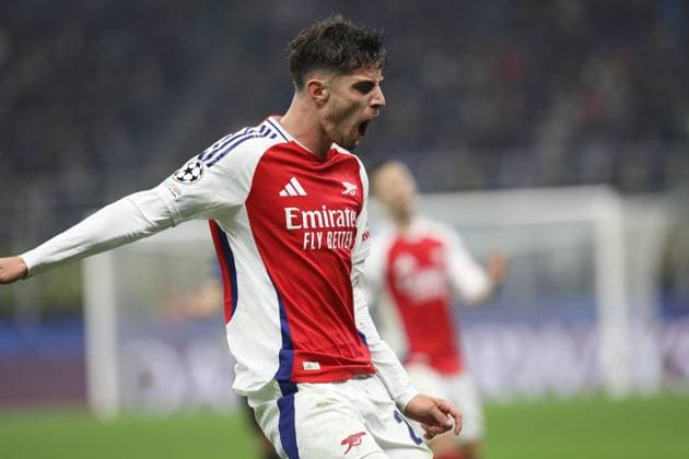 November 6, 2024, Mailand: KAI HAVERTZ 29 of ARSENAL looks furious on Matchday 4 of 8 of the UEFA Champions League 2024 2025 as INTER MILAN defeated ARSENAL FC 1:0 at San Siro in Milan, Italy - ZUMAc179 20241106_oly_c179_012 Copyright: xMickaelxChavetx