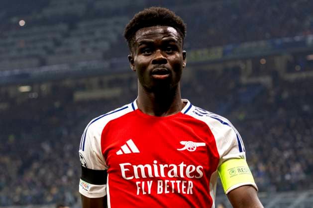 FC Internazionale Milano v Arsenal FC - UEFA Champions League 2024 25 League Phase MD4 Bukayo Saka plays during the UEFA Champions League 2024 25 match between FC Internazionale and FC Arsenal at Stadio Giuseppe Meazza in Milano, Italy, on November 6, 2024. Milano Milano Italy  Copyright: xMairoxCinquettix originalFilename:cinquetti-fcintern241106_npOZr.jpg