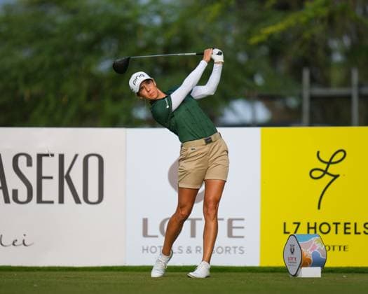 November 6, 2024: Azahara Munoz hits her drive on the 14th hole during the first round of the 2024 Lotte Championship presented by Hoakalei at Hoakalei Country Club in Ewa Beach, Hawaii. CSM Ewa Beach USA - ZUMAc04_ 20241106_zma_c04_216 Copyright: xGlennxYozax