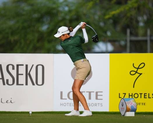 November 6, 2024: Azahara Munoz hits her drive on the 14th hole during the first round of the 2024 Lotte Championship presented by Hoakalei at Hoakalei Country Club in Ewa Beach, Hawaii. CSM Ewa Beach USA - ZUMAc04_ 20241106_zma_c04_241 Copyright: xGlennxYozax