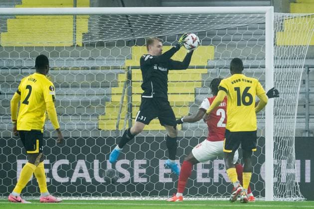 241107 Goalkeeper Isak Pettersson of Elfsborg during the Europa League match between Elfsborg and Braga on November 7, 2024 in Boras Photo Jörgen Jarnberger BILDBYRAN COP 112 JJ0415 fotboll football soccer fotball uefa europa league europa league elfsborg braga bbeng  Copyright: JÖRGENxJARNBERGER BB241107JJ014