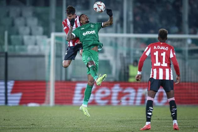 Football - Europa League - Group Stage - PFC Ludogorets - Athletic Club - 07.11.2024 Rwan Cruz and Aitor Paredes Bulgaria Copyright: xYulianxTodorovx