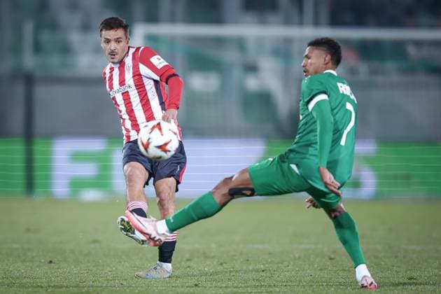 Football - Europa League - Group Stage - PFC Ludogorets - Athletic Club - 07.11.2024 Andoni Gorosabel (L) and Rick Jonathan (R) Bulgaria Copyright: xYulianxTodorovx