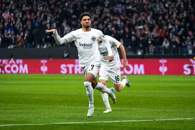 Omar Marmoush Eintracht Frankfurt, 07 celebrates the goal for 1 0, GER, Eintracht Frankfurt vs SK Slavia Prague, Football, UEFA Europa League, Matchday 4, Season 2024 25, 07 11 2024 GER, Eintracht Frankfurt vs SK Slavia Prague, Football, UEFA Europa League, Matchday 4, Season 2024 25, 07 11 2024 Frankfurt am Main Copyright: xEibner-Pressefoto FlorianxWieganx EP_FWD