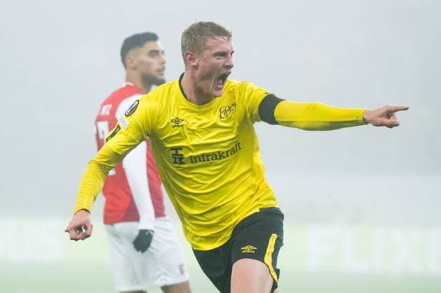 241107 Emil Holten of Elfsborg celebrates after 1 1 during the Europa League match between Elfsborg and Braga on November 7, 2024 in Boras Photo Jörgen Jarnberger BILDBYRAN COP 112 JJ0415 fotboll football soccer fotball uefa europa league europa league elfsborg braga bbeng jubel  Copyright: JÖRGENxJARNBERGER BB241107JJ044