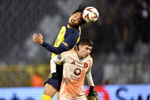 BRUSSELS - (l-r) Koki Machida of Royale Union Saint-Gilloise, Matias Soule of AS Roma during the UEFA Europa League match between R. Union Saint-Gilles and AS Roma at the King Baudouin Stadium on Nov. 7, 2024 in Brussels, Belgium. ANP Hollandse Hoogte UEFA Europa League match day 4 2024 25 xVIxANPxSportx xGerritxvanxKeulenxIVx 512915718 originalFilename: 512915718.jpg