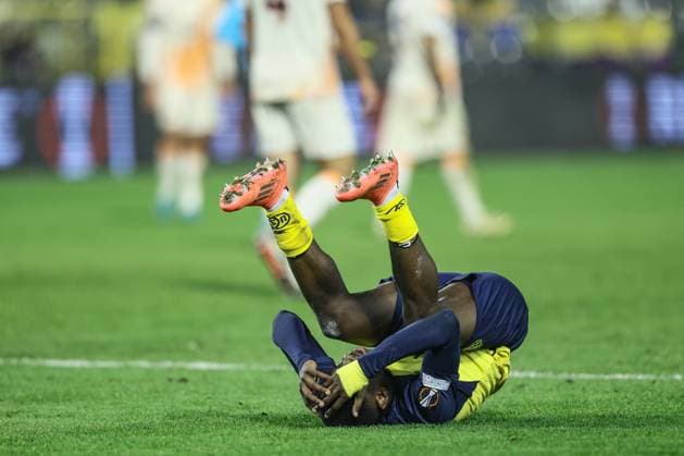 Union s players look dejected after a soccer game between Belgian Royale Union Saint-Gilloise and Italian club AS Roma in Brussels, on Thursday 07 November 2024, on day 4 8 of the League phase of the UEFA Europa League tournament. BRUNOxFAHY  x104833171x