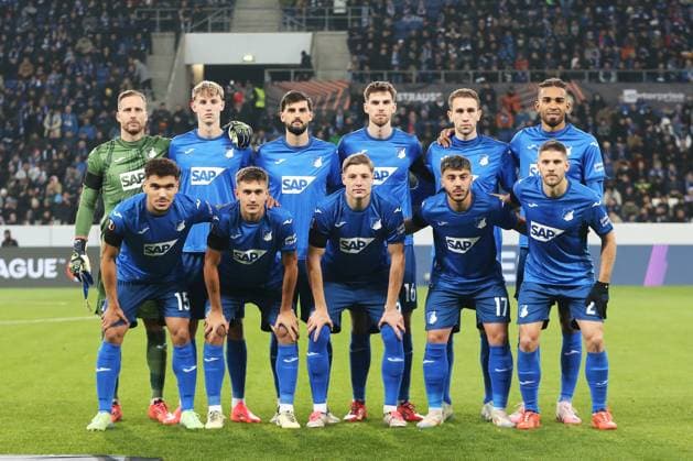 07 11 2024, xtvx, Football UEFA Europa League, TSG 1899 Hoffenheim Olympique Lyon emspor, v l Mannschaftsfoto TSG Hoffenheim DFL DFB REGULATIONS PROHIBIT ANY USE OF PHOTOGRAPHS as IMAGE SEQUENCES and or QUASI VIDEO Sinsheim