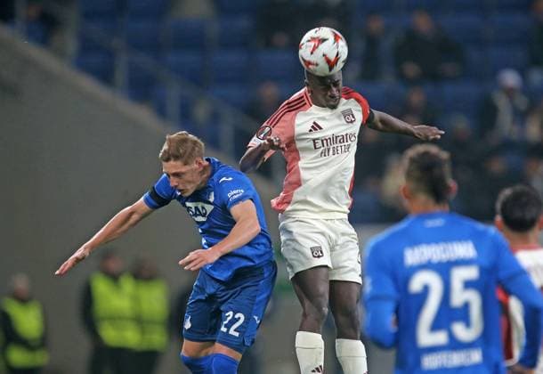 V li Alexander Prass Hoffenheim , Sael Kumbedi Lyon Sport Soccer Europa League Season 24 25 TSG 1899 Hoffenheim Olympique Lyon , Matchday 2, 07 11 2024