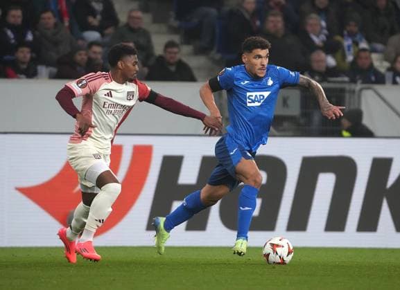 Europa League, TSG 1899 Hoffenheim vs Olympique Lyon 07 11 2024, PreZero Arena, Sinsheim, Europa League, TSG 1899 Hoffenheim vs Olympique Lyon , in the picture Sinsheim PreZero Arena Germany ,EDITORIAL USE ONLY
