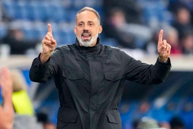 Pellegrino Matarazzo Rino, coach, head coach, Hoffenheim , gives instructions, gestures, gesticulates with arms, single image, single photo, action, action, joy, rejoice, rejoices, friendly, cheerful, happy, beaming, optimistic, 07 11 2024, Sinsheim Germany , Football, UEFA Europa League, Group Stage, TSG 1899 Hoffenheim Olympique Lyon, REGULATIONS PROHIBIT ANY USE OF PHOTOGRAPHS AS IMAGE SEQUENCES AND OR QUASI VIDEO xozx