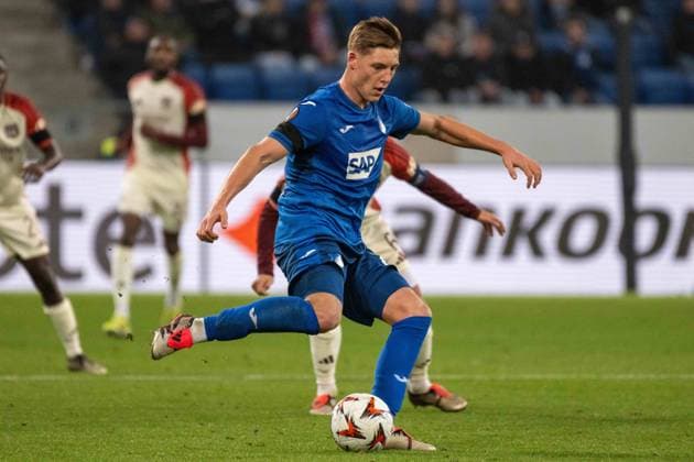 Alexander Prass TSG 1899 Hoffenheim xettx, Germany, Sinsheim, 07 11 2024, Football, UEFA Europa League TSG 1899 Hoffenheim vs Olympique Lyon, Season 2024 2025, Match Day 4, PreZerro Arena Photo A2 Bildagentur Peter Hartenfelser