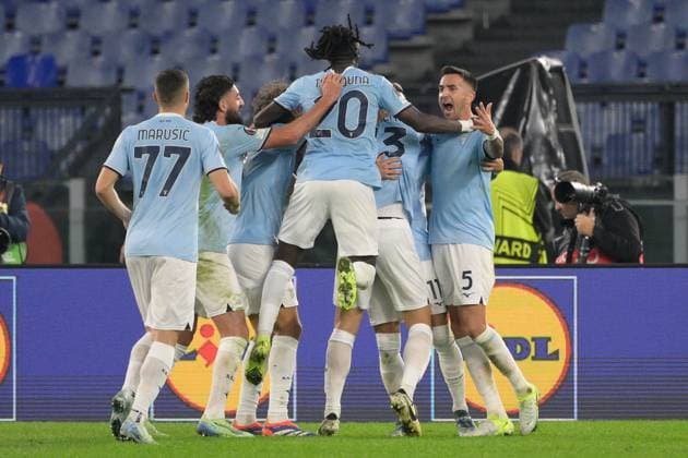 LazioÃ¢ÂÄÂ™s Alessio Romagnoli celebrates after scoring the goal 1-0 during the UEFA Europa League 2024-2025 football match between SS Lazio and FC Porto at the Olympic Stadium in Rome on November 07, 2024.  Copyright: xFabrizioxCorradetti IPAxSportx x xx IPA_51355764 IPA_Agency_IPA51355764
