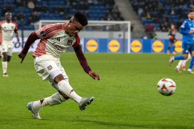 Gift Orban Olympique Lyon xettx, Germany, Sinsheim, 07 11 2024, Football, UEFA Europa League TSG 1899 Hoffenheim vs Olympique Lyon, Season 2024 2025, Match Day 4, PreZerro Arena Photo A2 Bildagentur Peter Hartenfelser