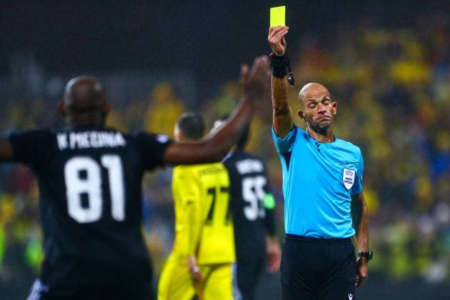 UEFA Europa League 2024 2025 Bodo Glimt Qarabag 1 2 Bodo 20241107 Yellow card to Kevin Medina during the UEFA Europa League between Bodo Glimt and Qarabag at the Aspmyra stadium Photo Mats Torbergsen NTB Bodo Norway EDITORIAL USE ONLY RESTRICTED USE FOR BETTING COMPANIES  Copyright: xMatsxTorbergsenx xNTBx