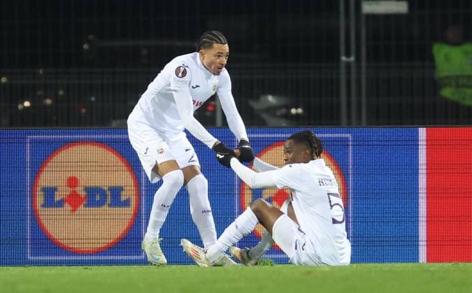 Anderlecht s Moussa N Diaye looks dejected during a soccer match between Latvian Rigas FS and Belgian RSC Anderlecht, in Riga, Latvia, Thursday 07 November 2024, on the fourth day of the League phase of the UEFA Europa League tournament. VIRGINIExLEFOUR  x104843331x